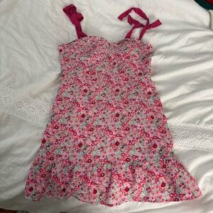 City Vibe SMALL Junior pink ditsy floral dress strappy short mini